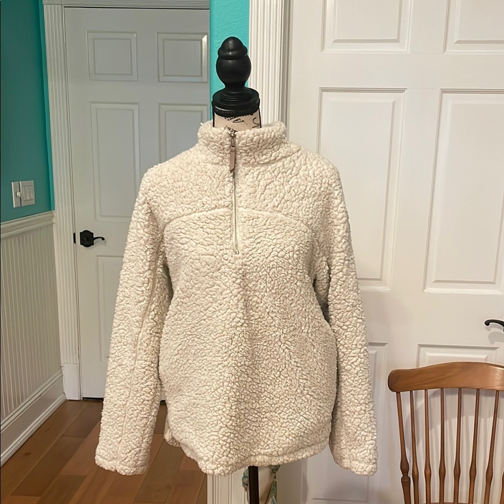 Women's Elodie Cream Sherpa Pullover Jacket - Picture 5 of 6